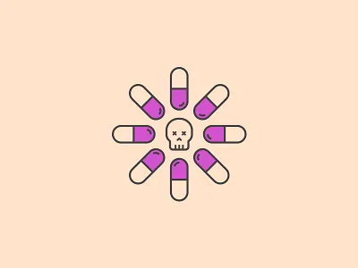 Day 82 - Pill challenge daily dead drugs high pattern pill skeleton skull vector