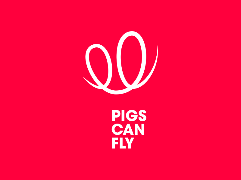 Pigs Can Fly - V2 branding bright logo mark red