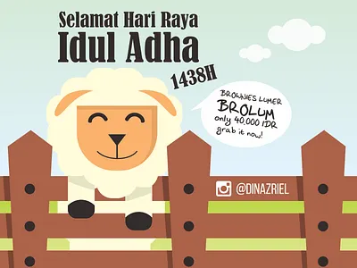 Selamat Hari Raya Idul Adha 1438H brownies design flat goat idul adha illustration sheep