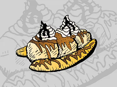 Banana Split • Strain Illustrations banana cannabis caramel chocolate colorado cream foster hand drawn ice cream illustration line split