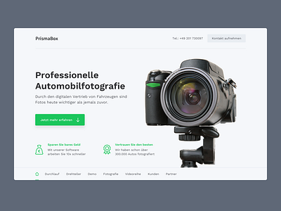 PrismaBox - Teaser clean green landingpage photography teaser ui ux webdesign website white