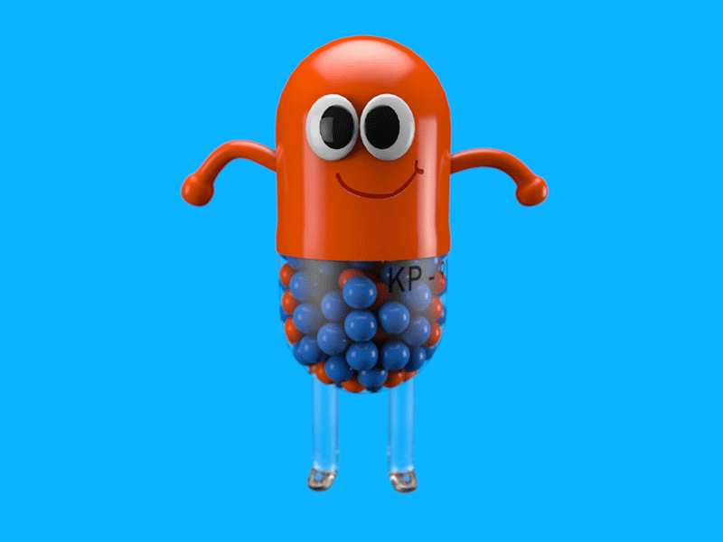 Phill the pill 3d animation c4d character design characterdesign cinema4d gif