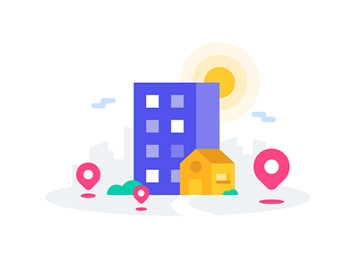 Vincinity city geometry icon illustration landscape location town