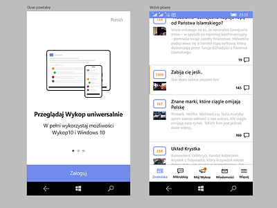 Windows 10 Mobile's app design blue cornflowerblue flat list mobile pivot splash splashscreen uwp windows windows 10 wykop