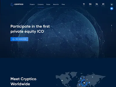 Cryptico concept. Fund cryptocurrency ico ui website