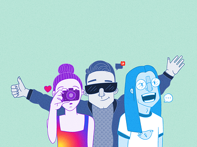 Social Netfriends character design facebook illustration instagram people social networks twitter