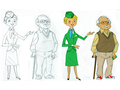 Character sketches air hostess art bondiperspectives calicoandfelt character crew illustration pencil sketch retro russelltate russelltatedotcom uniform