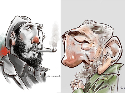 Caricature of Fidel Castro caricature catooning character design design digital art drawing fidel castro fun illustration painting