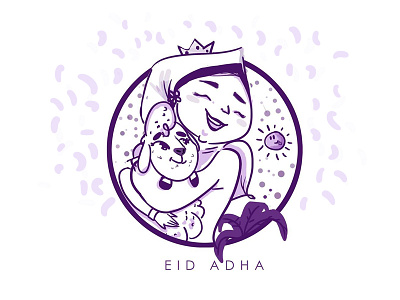 Dribbble Eid adha dribbble eid graphic happy invitation line muslim selfportait sheep shereenty sun