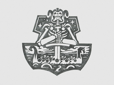 Nordic Ghost Ships badge dragon nordic ship skull vikings