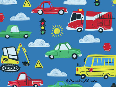 Cars and Trucks art boys art childrens book childrens illustration construction illustration little boy art traffic