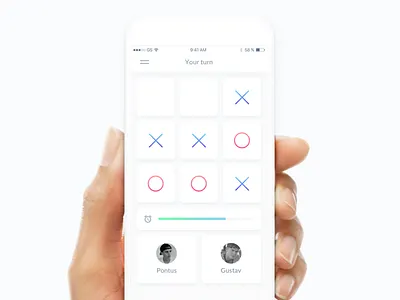 Tic Tac Toe app clay design device game gradient icon iphone minimal mockup shadow white