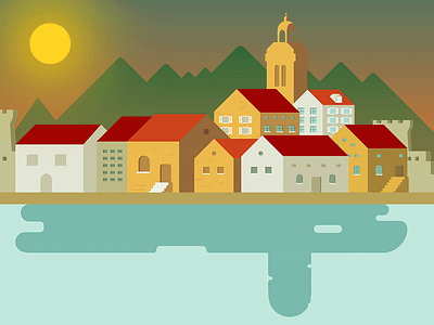 Dubrovnik's old city architecture art croatia design dubrovnik house illustration illustrator ocean s0apii sun sunset