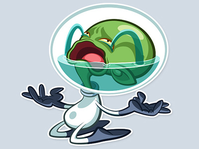 Crying UFO cartoon character funny illustration ufo vector