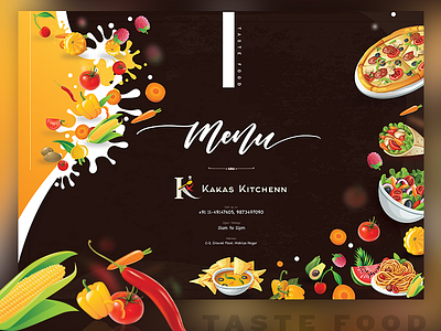 Menu Dining cardboard view clean food kakas kitchenn latest menu neat outlet restaurant ui ux