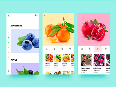 Freeeeesh app clean color eat find fresh fruits interface pastel ui ux