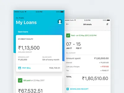 WIP - Home & Bill screen bill finance home ios ios11 loan money receipt wip