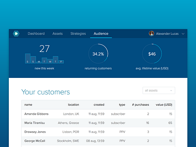 Audience view dashboard ui