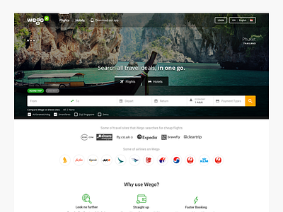 Wego Homepage Redesign homepage landing page redesign search travel ui website