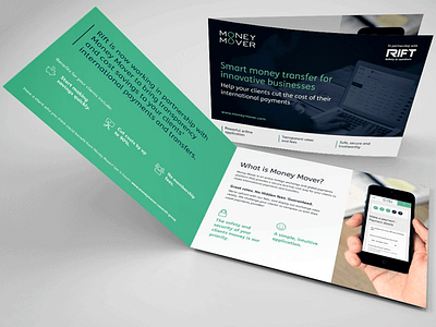 Brand Identity: Money Mover blue brand brand identity branding brochure finance fintech green money print