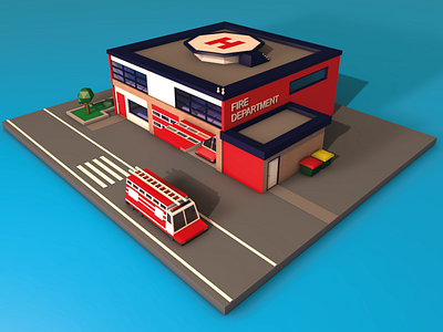 Fire Department 3d art blender cinema 4d design fire department low poly simple