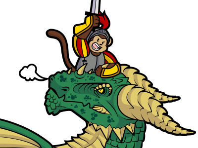 Timmy Slays dragon footer illustration knight thinkgeek.com timmy