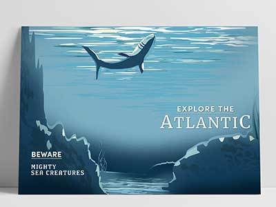 Beware Mighty Sea Creatures! art direction illustration landscapes print signage typography wayfinding