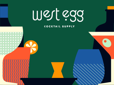 West Egg option 2 cocktails custom hand lettering illustration logotype