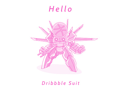 Hello Dribbble dribbble gundam hello suit welcome