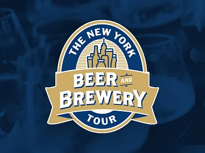 Final NY Beer & Brewery Tour Logo badge beer brewery brewing city skyline craft beer illustration logo new york new york city