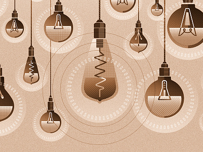 Light it up grain illuminate illustration lightbulb monochromatic retro sepia texture