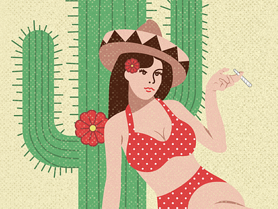 Borracha babe cactus desert flower halftone joint polka dot sombrero texture wip