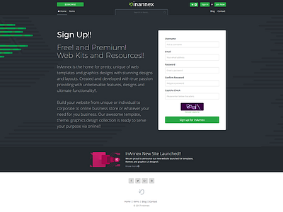 InAnnex.com Homepage Design black bootstrap bootstrap4 design green new photoshop php psd template theme ui