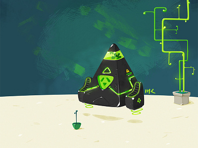 R.B.T Mark III art character character design digital green original painting plants pyramid robot vector