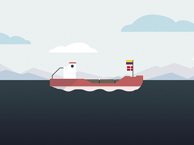 Ship flat illustration landscape ship