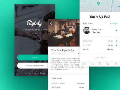 Styley App app barber brooklyn green location mobile oboarding style