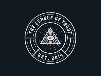 League of Troof badge branding circular fantasy football illuminati knowledge logo truth