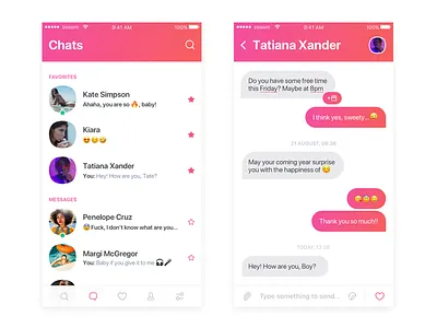 Chat from dating app chat clean dating design interaction ios message messenger ui ux zooom