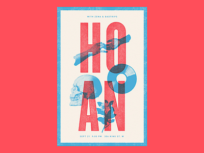 Hoan Gig Poster gig poster halftone hoan indie music overprint rock skull texture