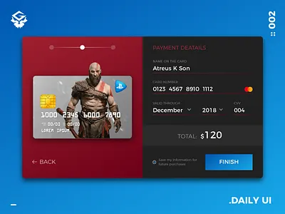 Credit Card Checkout | #dailyui #002 002 checkout credit card dailyui illustrator playstation ui