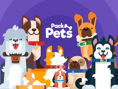 Pack Pets! cats characters design dogs illustration minimal pet pets puppy