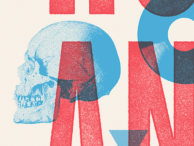 Gig Poster W.I.P gig poster halftone horn music overprint poster rock skulls texture