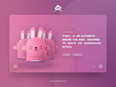 Puku Bag Mockup bags card colour depth kids pink shadow ui
