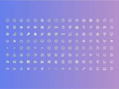 Icon Set clean emotion feather food icon line style sport ui weather