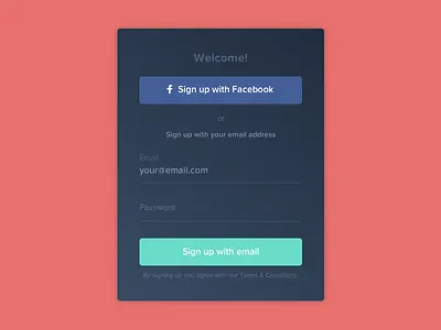 Daily UI challenge #001 — Sign Up app app screen challenge dailyui dark form login modal sign up social