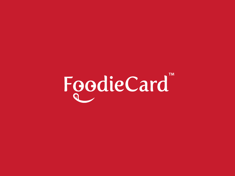 FoodieCard branding face logo logotype motion red sans serif smile typography word mark