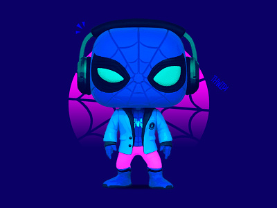 Funko Pop! Spider-Man HC Vinyl Figure 2d art blue branding character clean design figure flat graphic design illustration logo marvel neon photoshop pink spiderman tom holland type typography