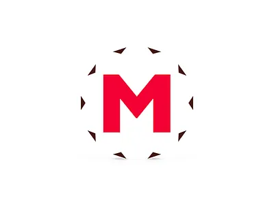 M burgundy letter logo m red triangle