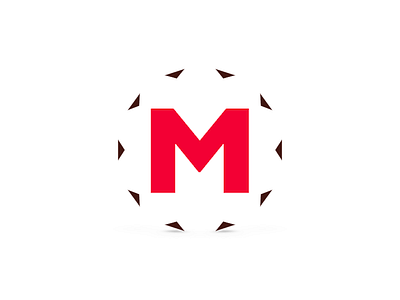 M burgundy letter logo m red triangle