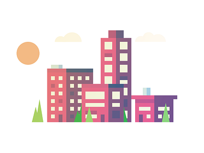 Trying out Illustrator 2d 3d building city illustration illustrator isometric landscape sky tree urban vector